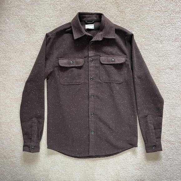 New Frank & Oak Brown Button-Down Shirt – XS, Unisex Fit – Tweed, Textured, Fall - Picture 1 of 10